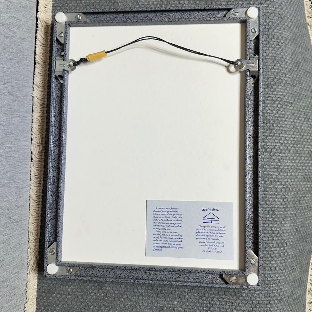 VTG 1995 David Goldsmith Scrimshaw Art Grain Elevator Sign Framed Mini Piano Key - Picture 9 of 9